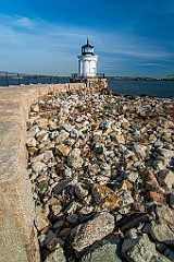 Stone Breakwater Leads to Bug Light in Portland